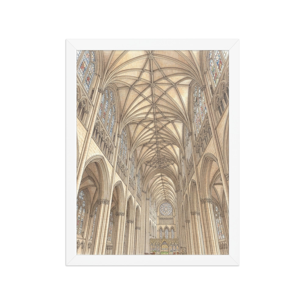 Cathedral Nave Art Print, gothic architecture wall art, cathedral decor, home office art, architecture gift