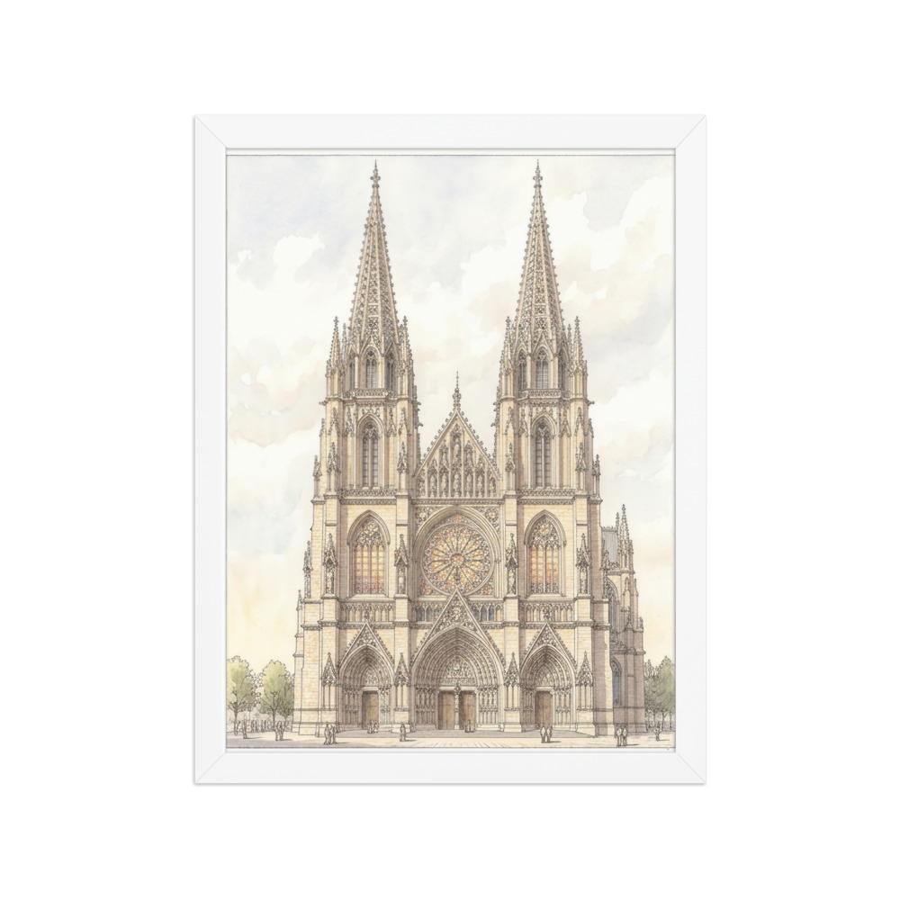 Cathedral Facade Art Print, gothic architecture, stained glass decor, uplifting gift for cathedral lovers, gothic home decor