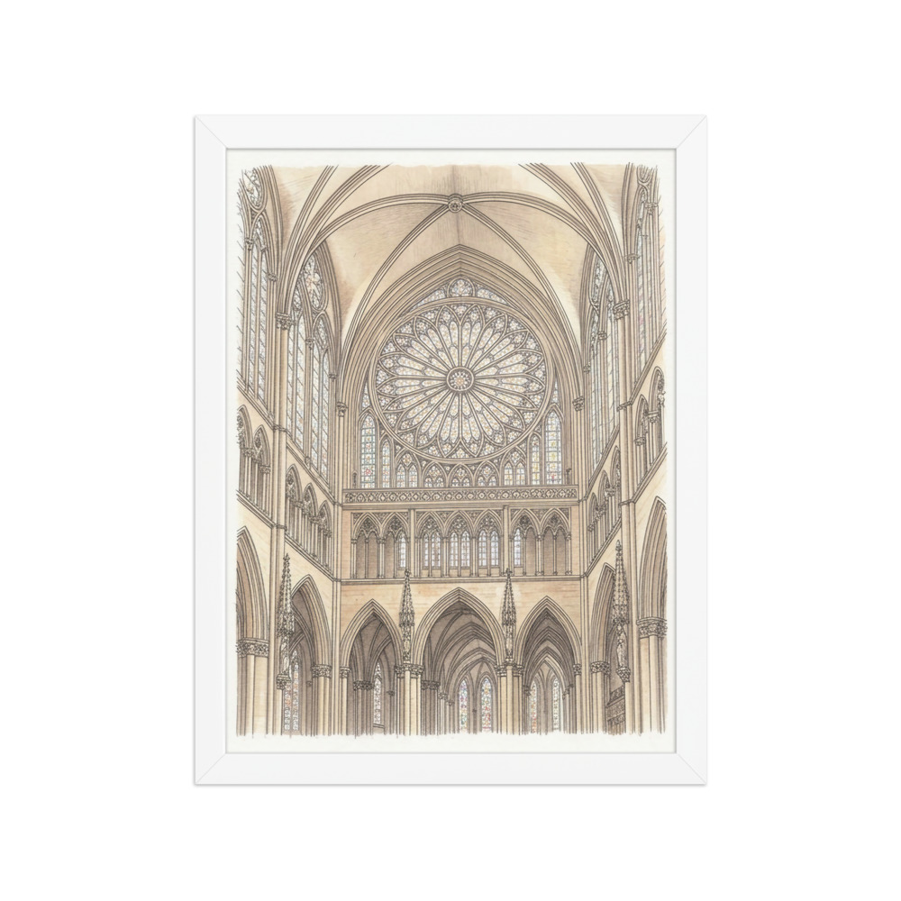 Rose Window Art Print, gothic cathedral architectural wall art, stained glass window decor, reading nook wall accent, housewarming gift