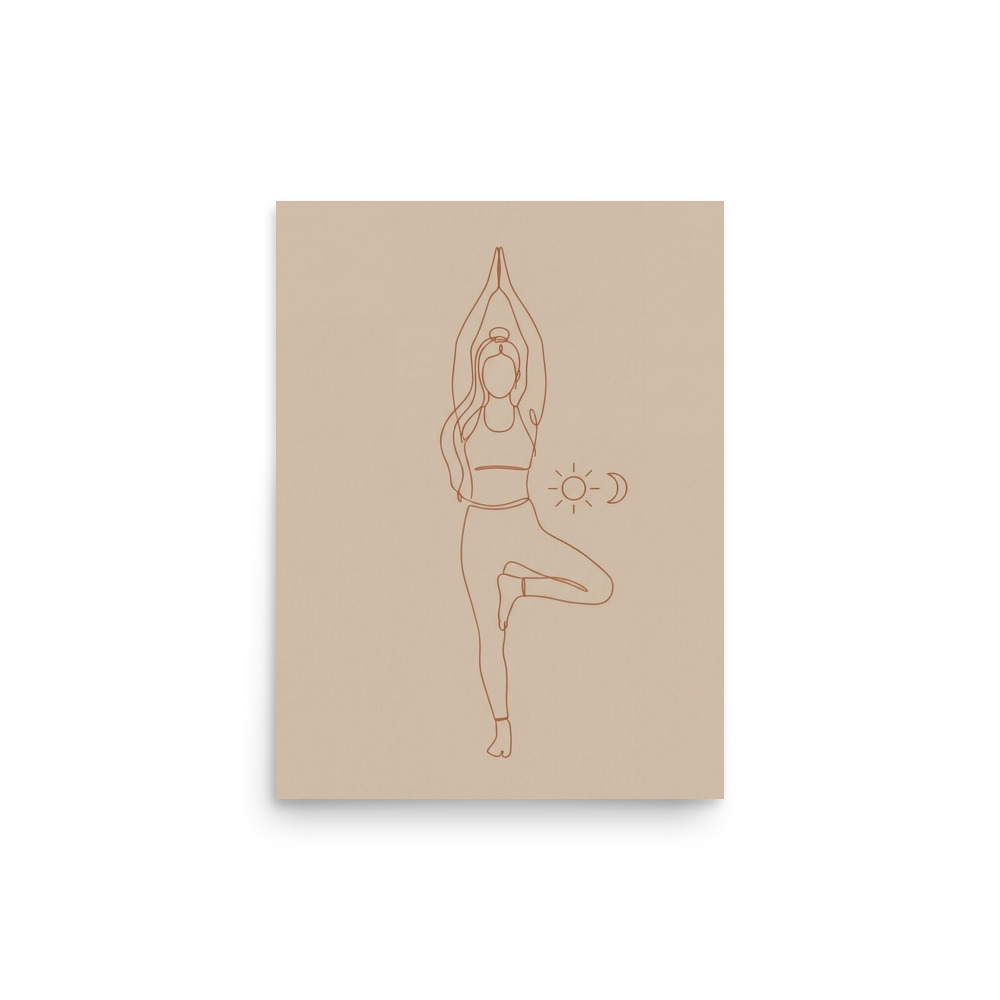 Yoga Tree Pose Line Art