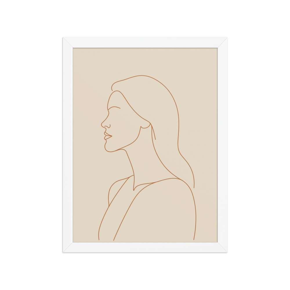 Woman's Profile Art Print, minimalist line art, modern boho wall decor, neutral beige artwork, thoughtful gift for her