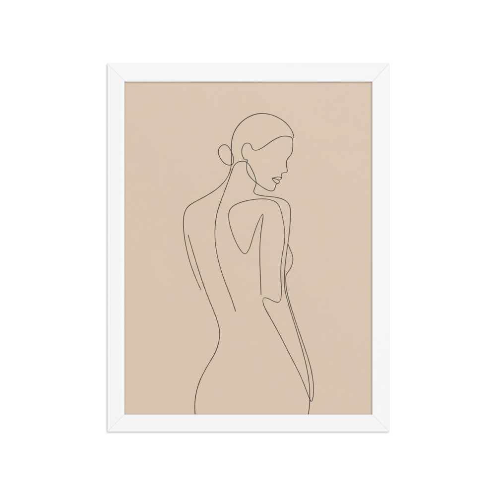 Abstract Female Figure Art Print, minimalist line art, modern boho wall decor, neutral beige bedroom, thoughtful gift