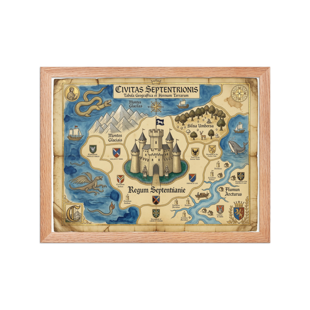 Citadel of the North Art Print, vintage fantasy map, parchment-style library decor, home office wall art, gift for dreamers and travelers