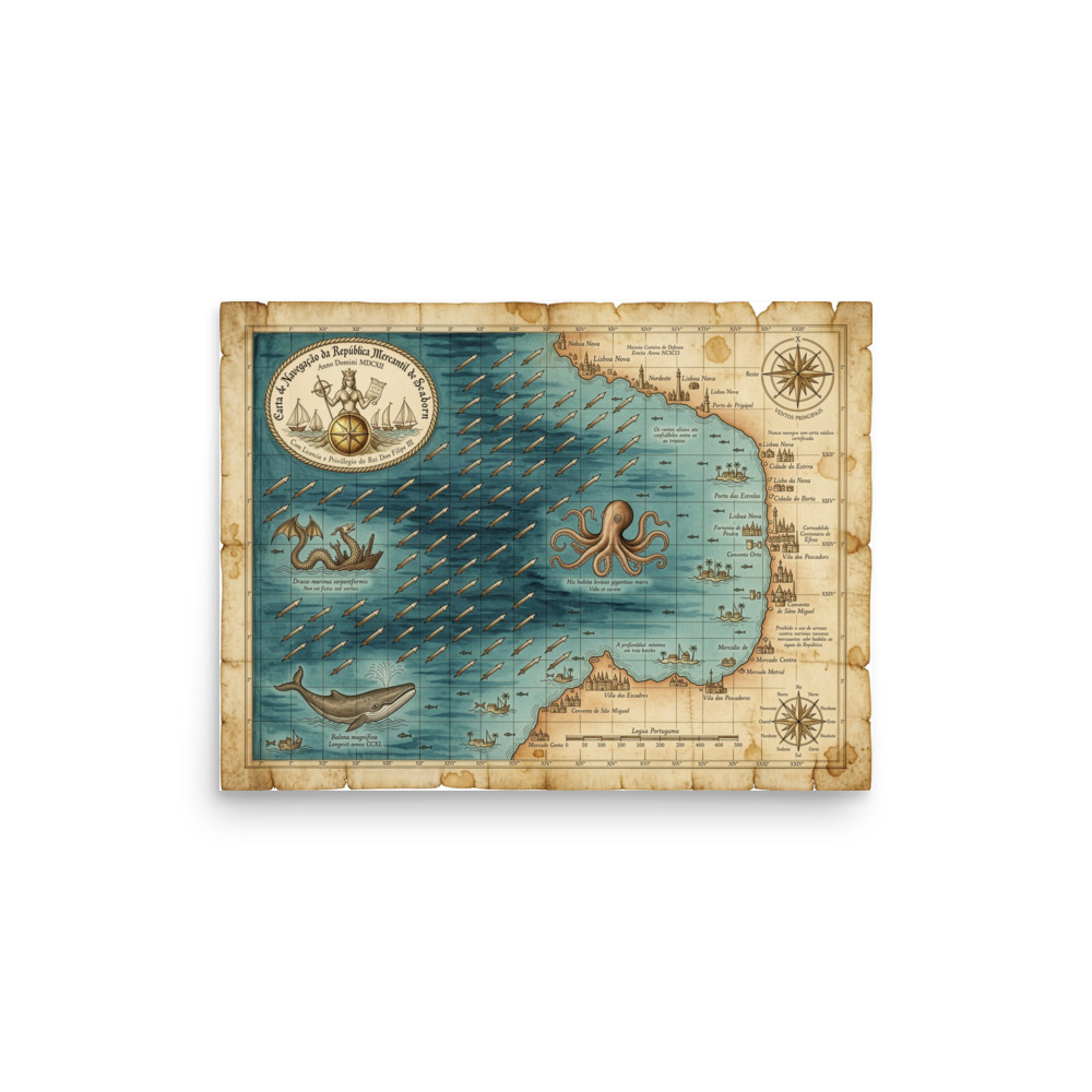 Seaborn Merchant Republic Art Print, vintage nautical map, study wall decor, coastal home, gift for history lovers