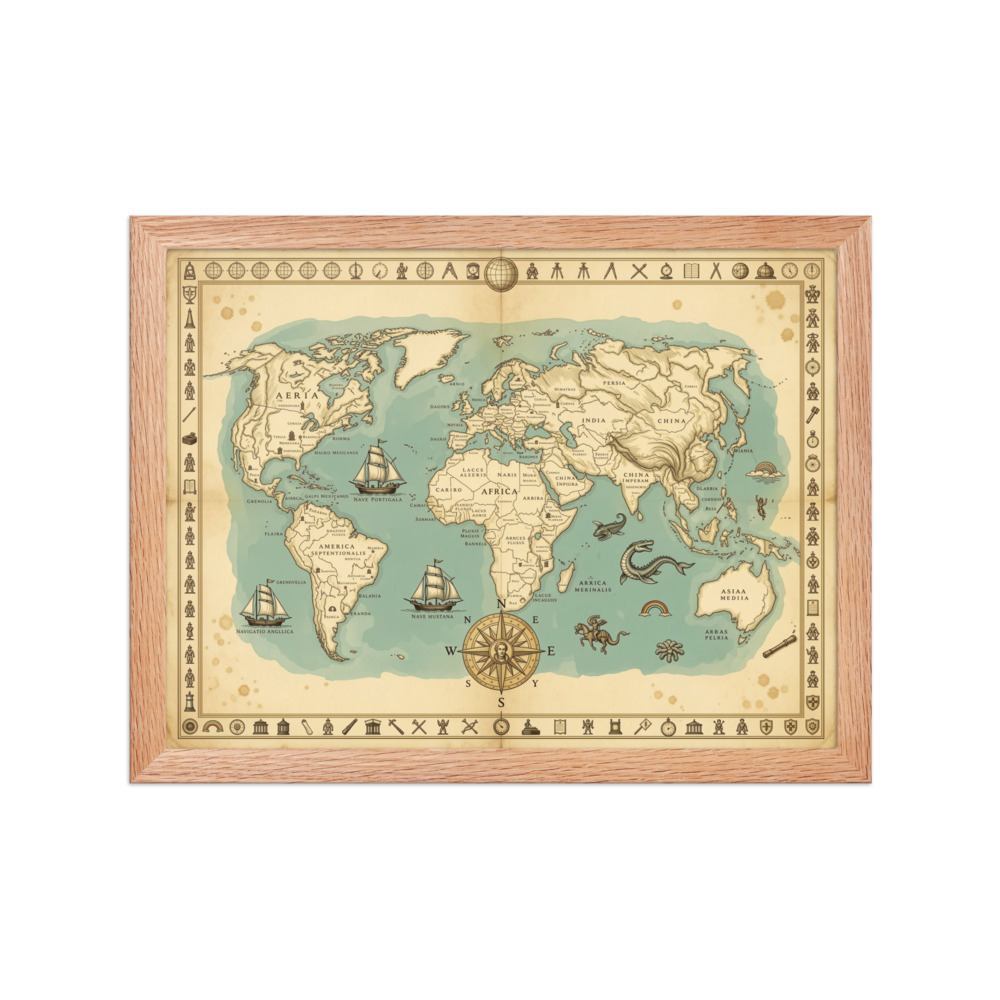 Twin Hemispheres Map Art Print, vintage world map, antique cartography, home office study decor, history enthusiast gift