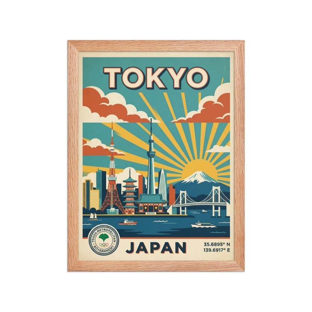 Tokyo Skyline Art Print, retro travel poster, modern city decor, home office wall art, gift for travelers and explorers