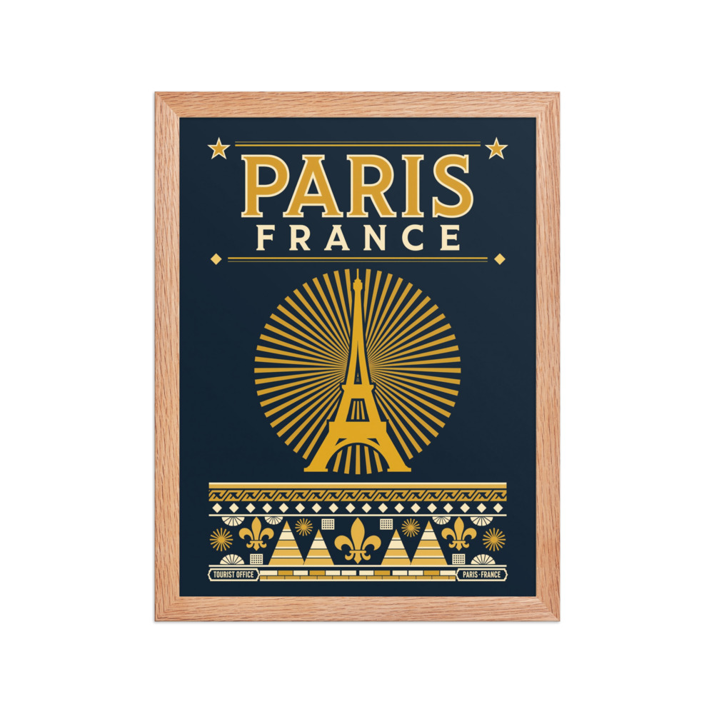 Paris Landmark Poster, vintage travel art, 1950s wall decor, warm earth tone home accent, Paris gift for travelers