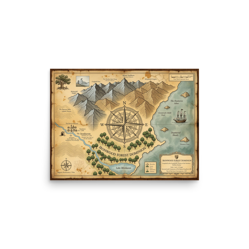 Pirate Cove Art Print, vintage map decor, home office wall art, adventure-themed artwork, gift for exploration fans