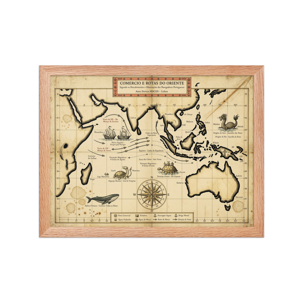 Trade Routes of the East Art Print, vintage map decor, study wall art, history gift, adventurous library decor