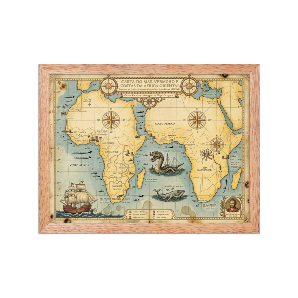 Corsairs Sea Chart Art Print, vintage fantasy map, study wall art, nautical living room decor, explorer gift