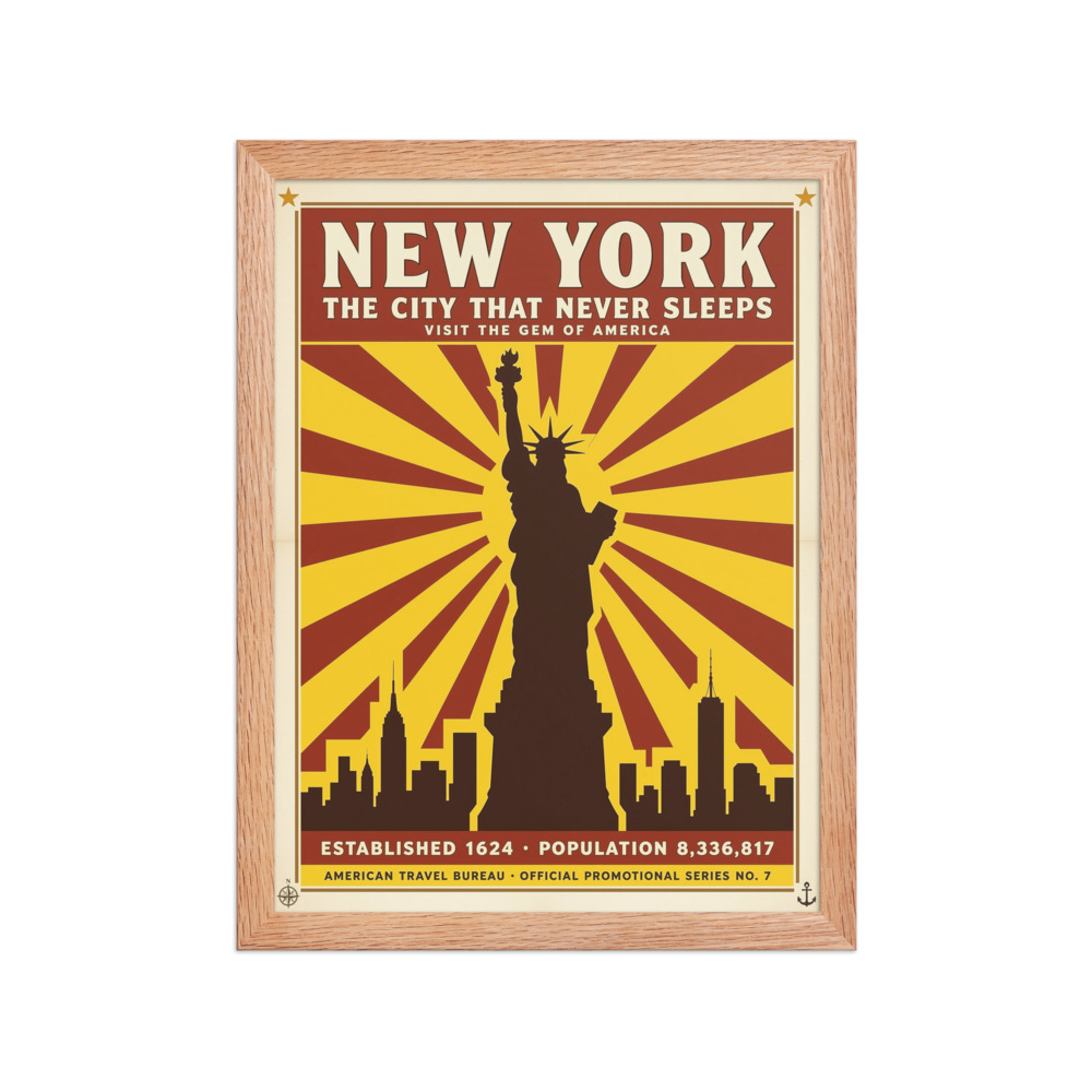 Statue of Liberty Art Print, retro travel poster, New York wall art, vintage living room decor, gift for travelers