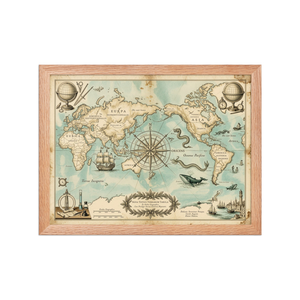 Nova Totius Map Art Print, vintage world map, antique cartography, study and office decor, history lover gift