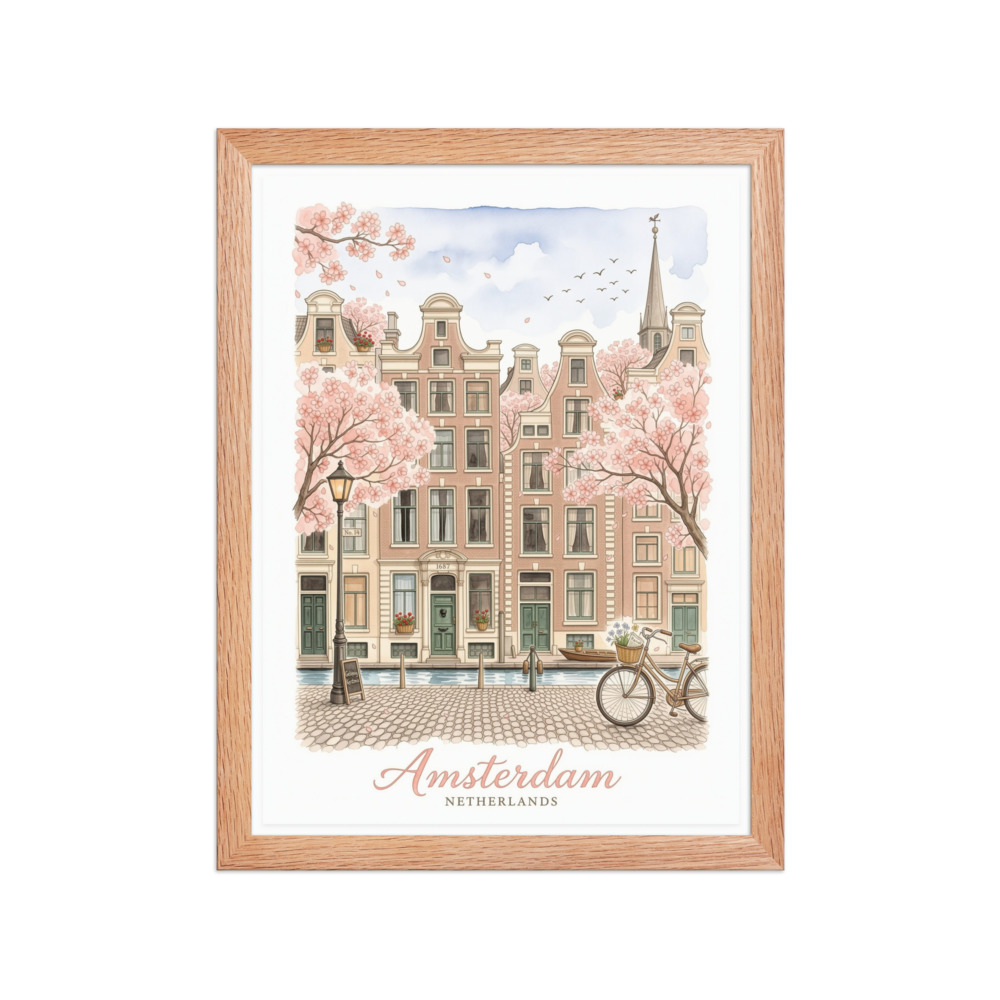 Amsterdam Watercolor Sketch Art Print, watercolor and ink, travel wall art, European home decor, gift for Amsterdam lovers