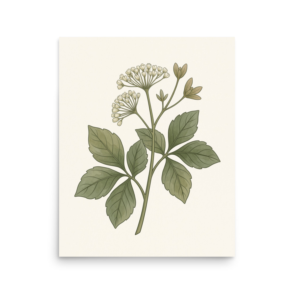 Vintage Elderberry Botanical Print