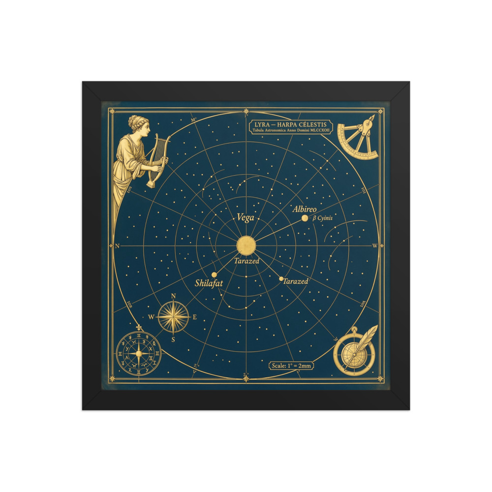 Lyra Constellation Star Chart Art Print, antique celestial engraving, vintage astronomy decor, study wall art, gift for stargazers