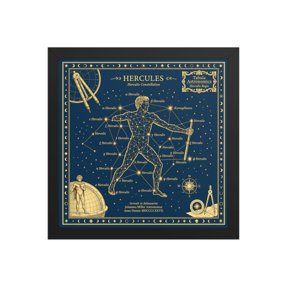 Hercules Constellation Art Print, celestial wall art, deep navy decor, bedroom office decor, astronomy lover gift