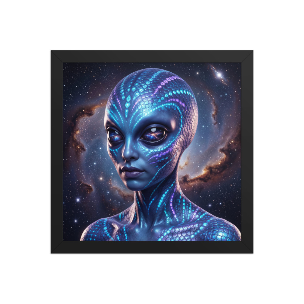 Serene Grey Alien Art Print, surreal space art, cosmic wall decor, sci-fi gift for alien enthusiasts, celestial bedroom accent