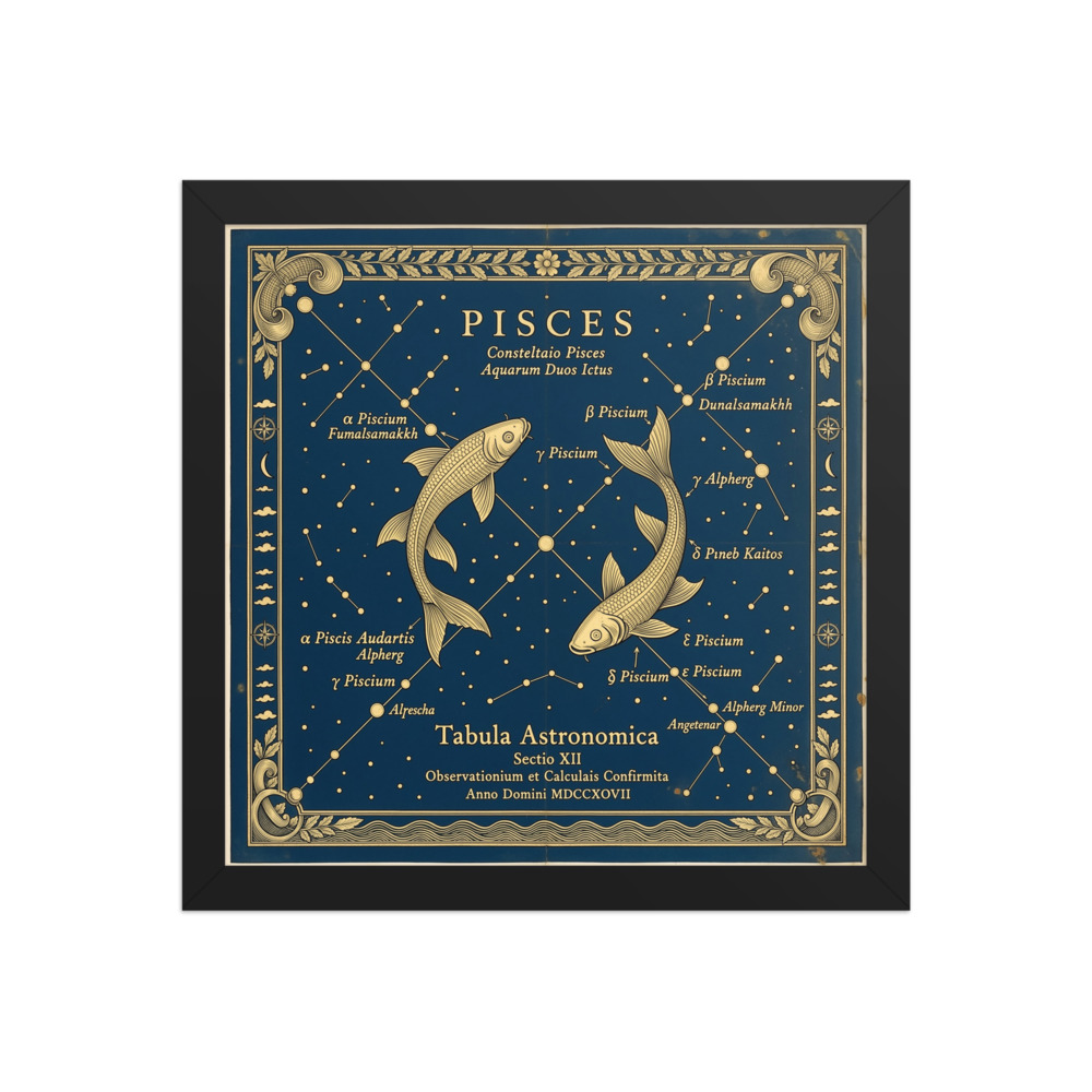 Pisces Zodiac Art Print, vintage astronomy decor, study wall art, celestial bedroom accent, gift for zodiac lovers