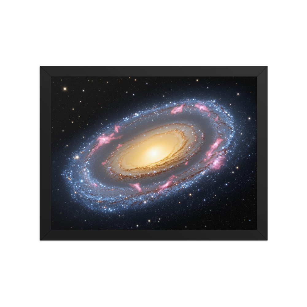 Sombrero Galaxy Art Print, Hubble space photography, black-and-gold wall art, home office decor, astronomy gift for space lovers