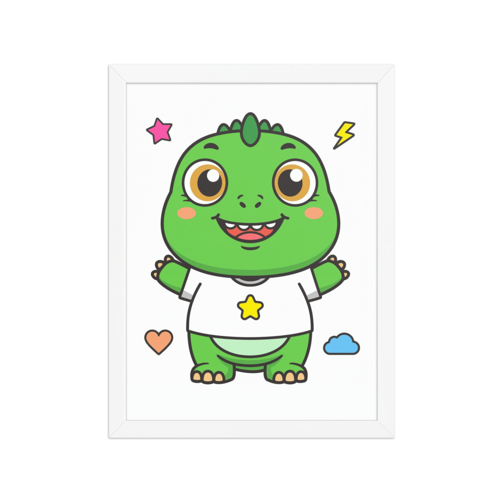 Cartoon T-Rex Art Print, cute dinosaur wall art, children's bedroom decor, gift for dinosaur lovers