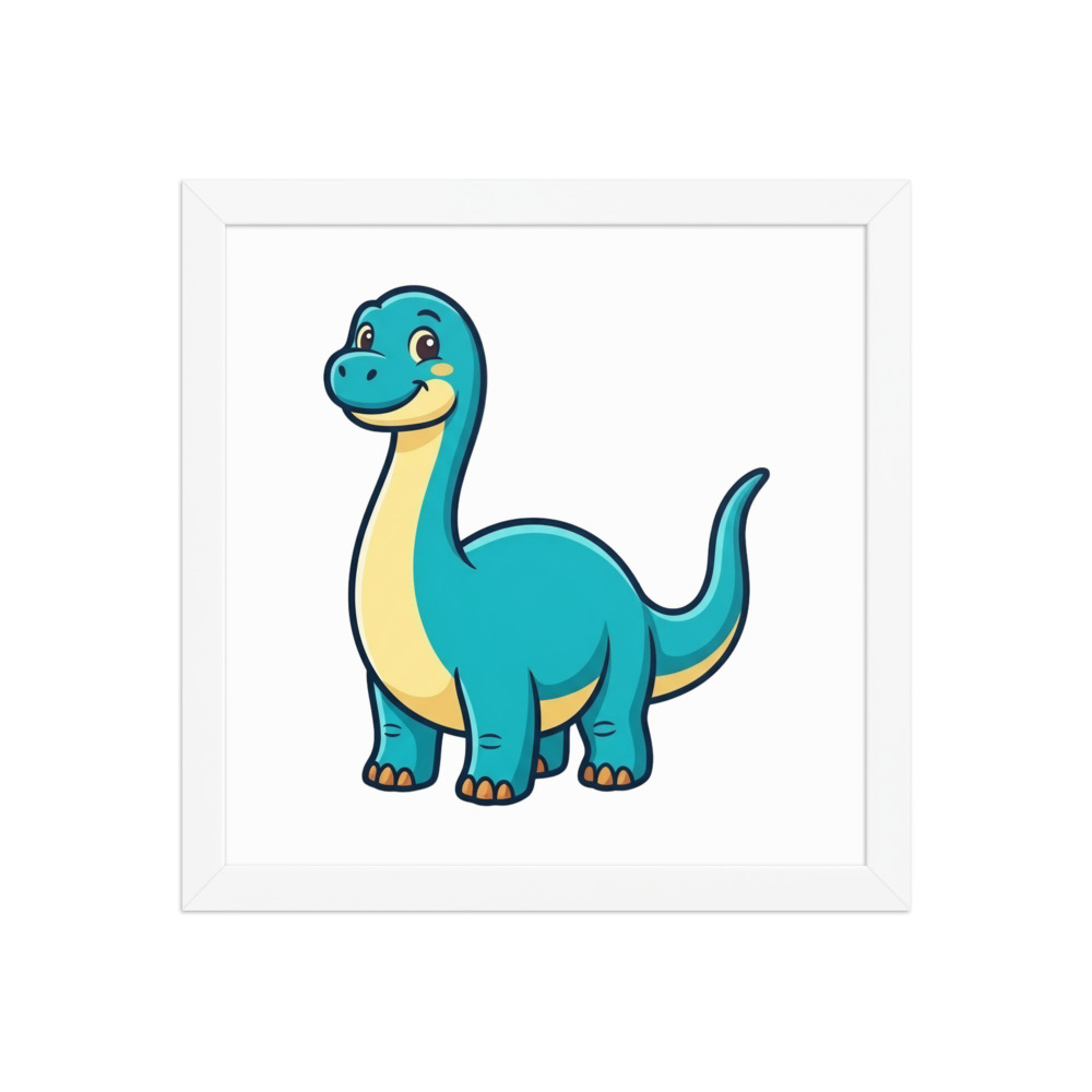 Brachiosaurus Art Print, cartoon dinosaur decor, kids room wall art, nursery decoration, dinosaur gift for children