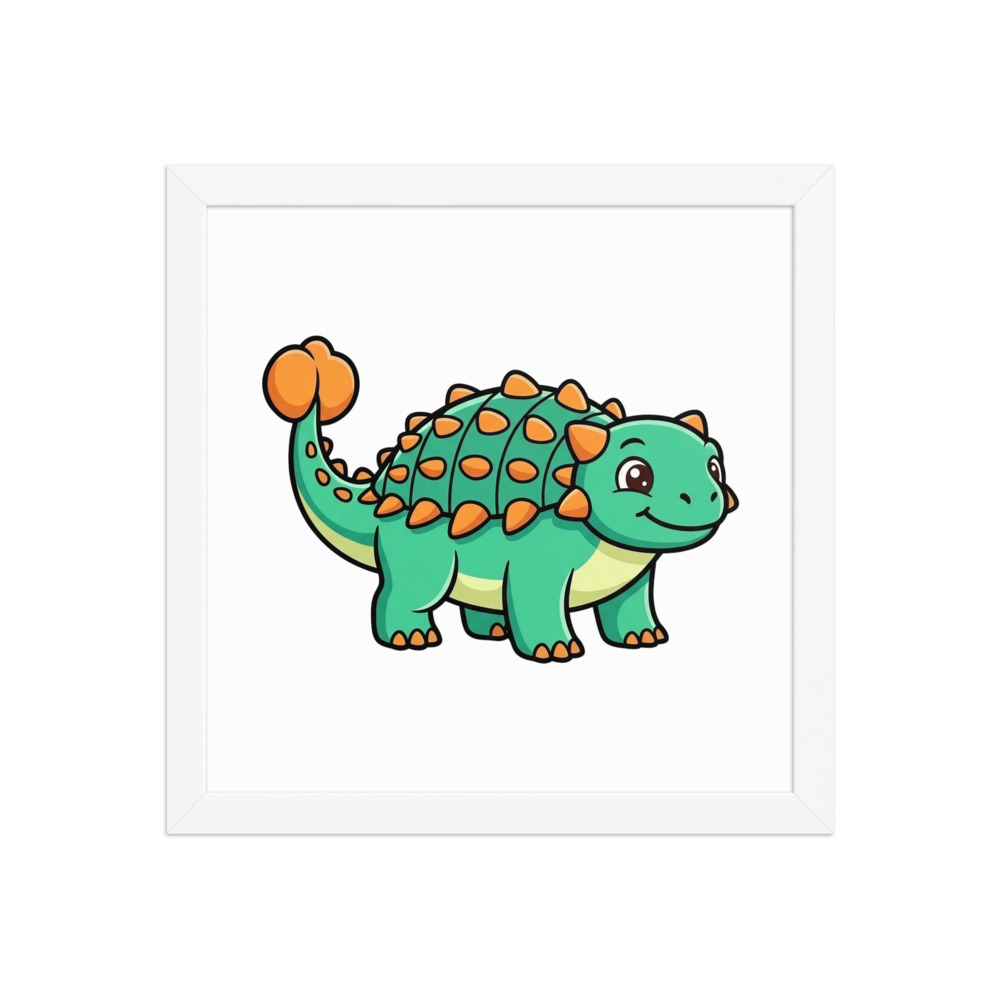 Ankylosaurus Art Print, cheerful cartoon dinosaur wall art, kids room decor, birthday gift for dinosaur lovers