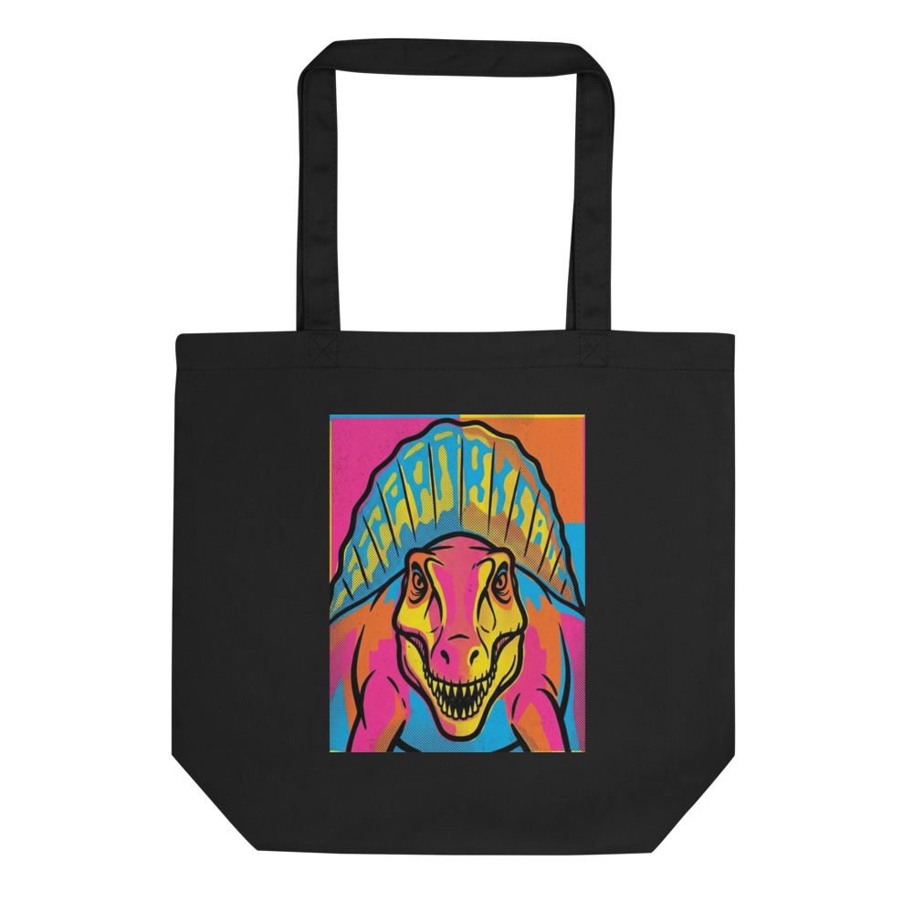 Spinosaurus Pop Art Tote Bag, dinosaur gift, organic cotton tote, everyday shopping bag, dinosaur enthusiast gift