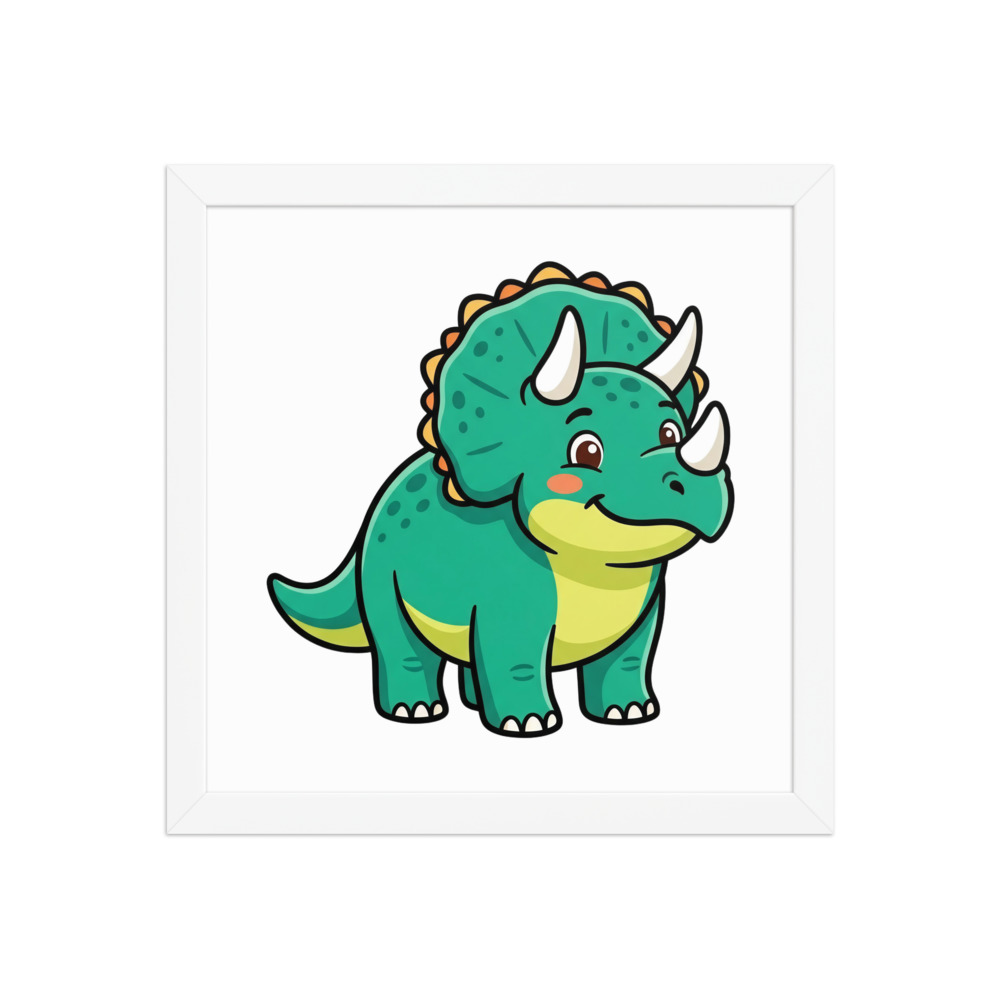 Triceratops Art Print, cartoon dinosaur wall art, kids room decor, dinosaur gift for children, playful nursery decor