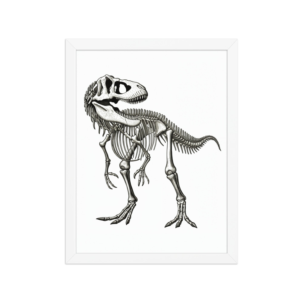 T-Rex Skeleton Art Print, vintage scientific illustration, museum-style wall art, dinosaur enthusiast gift, study decor