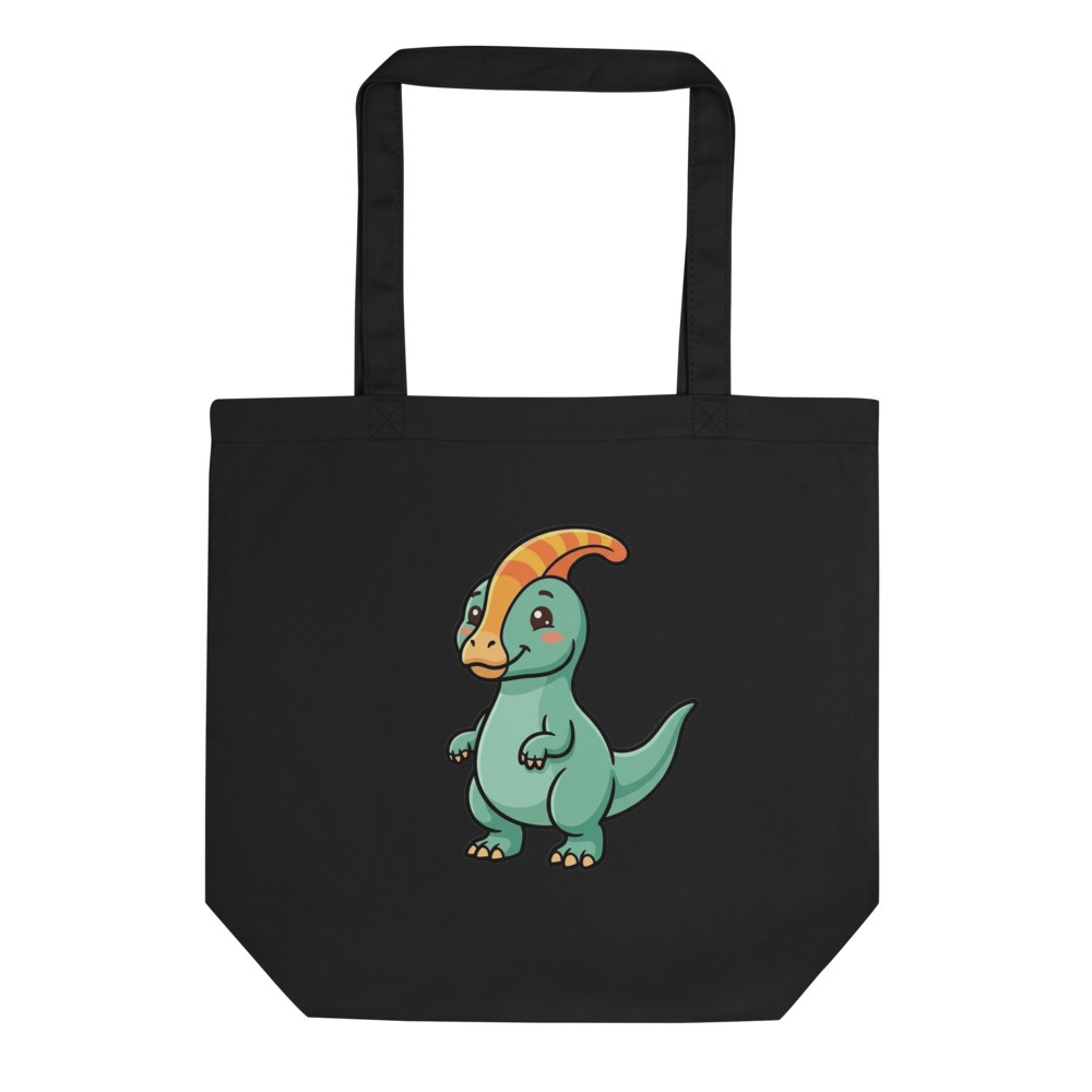 Parasaurolophus Tote Bag, dinosaur lover gift, cartoon dinosaur tote, market shopping bag, organic cotton tote