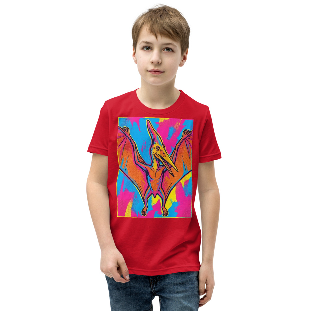 Pteranodon Pop Art Kids' T-Shirt, colorful dinosaur graphic, everyday school wear, gift for young dinosaur fans