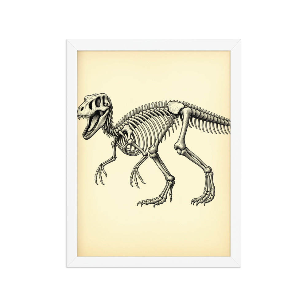 Velociraptor Skeleton Study Art Print, vintage scientific illustration, museum-style decor, dinosaur lover gift