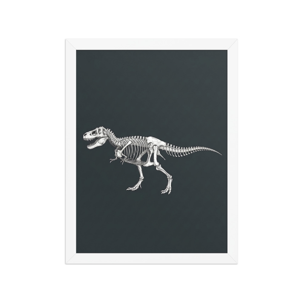 Tyrannosaurus Rex Art Print, museum fossil illustration, dinosaur wall art, natural history decor, gift for paleontology fans
