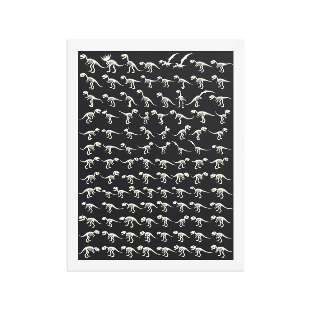 Dinosaur fossil skeleton collection art print, museum natural history chart style, study decor, gift for dinosaur lovers