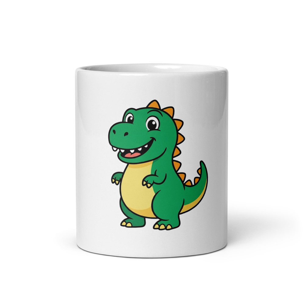 Tyrannosaurus Rex Mug, cartoon dinosaur design, playful kitchen drinkware, morning coffee companion, gift for dinosaur lovers
