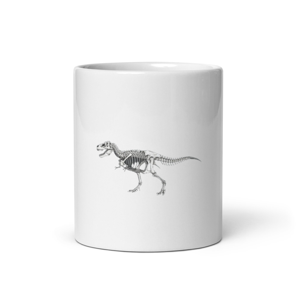 Tyrannosaurus Skeleton Mug, prehistoric art, coffee and tea, dino enthusiast gift, natural history decor, ceramic kitchenware