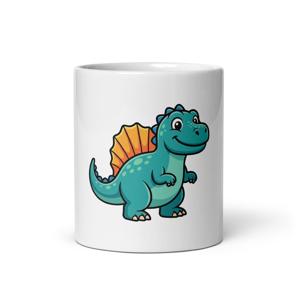 Spinosaurus Mug, cartoon dinosaur art mug, prehistoric pop art design, dinosaur enthusiast gift, morning coffee mug
