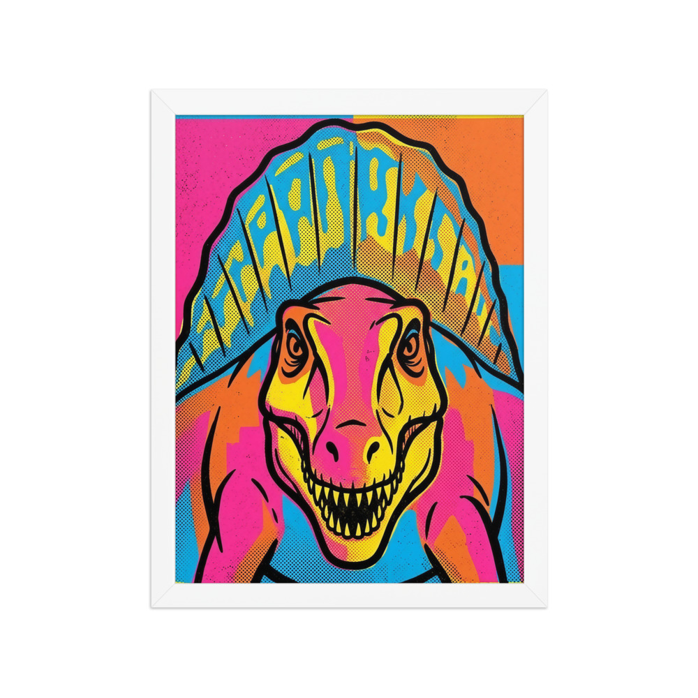 Spinosaurus Pop Art Art Print, Andy Warhol inspired style, dinosaur wall art, colorful bedroom decor, dinosaur gift