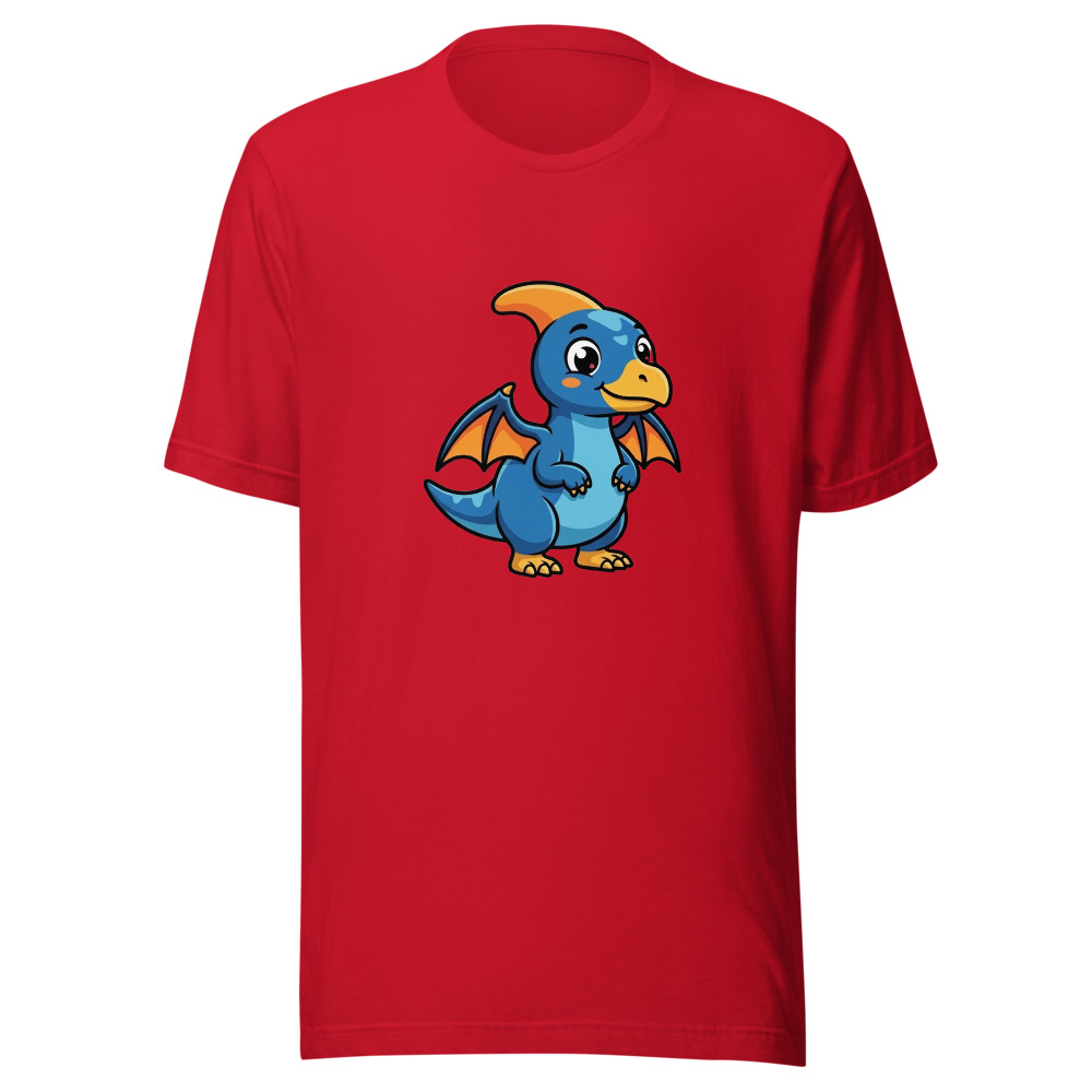 Pteranodon T-Shirt, cartoon dinosaur shirt, sky-blue casual T-shirt, gift for dinosaur lovers, prehistoric animal fans