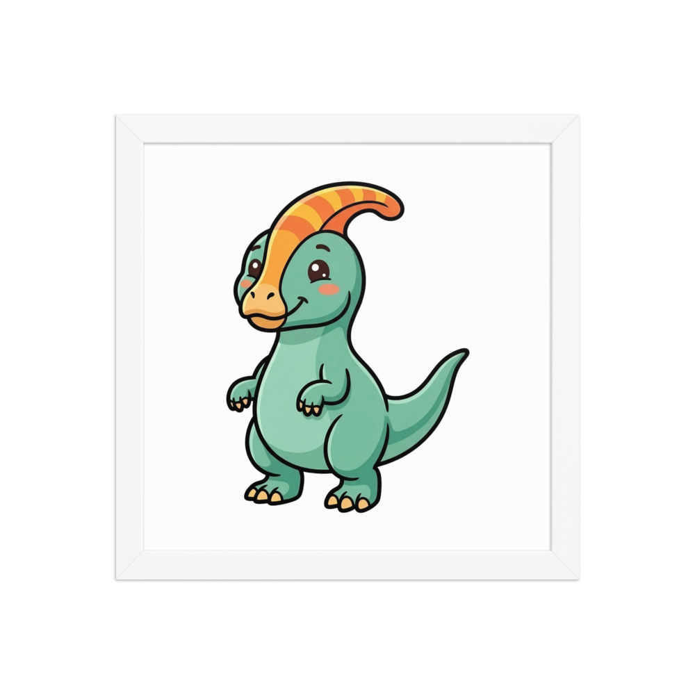 Parasaurolophus Art Print, cartoon dinosaur wall art, nursery decor, children's room decoration, dinosaur gift for kids