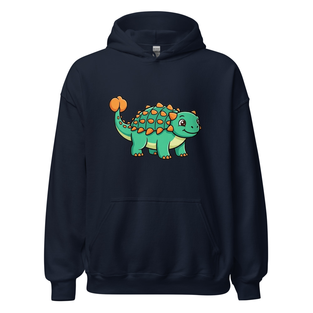 Ankylosaurus Hoodie, bright colorful cartoon dinosaur, casual everyday wear, dinosaur lover gift, prehistoric style
