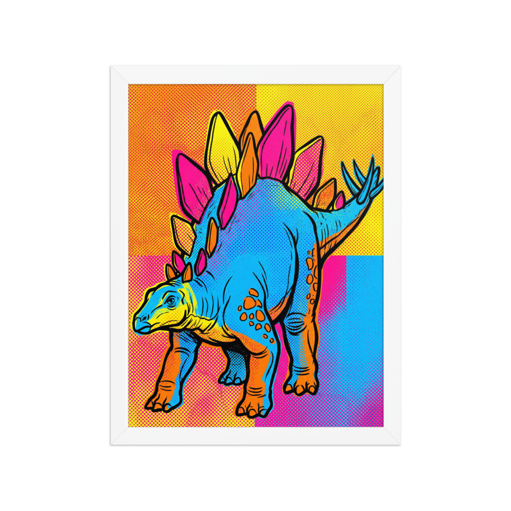 Stegosaurus Pop Art Art Print, Andy Warhol inspired, dinosaur wall decor for home, colorful gift for dinosaur lovers