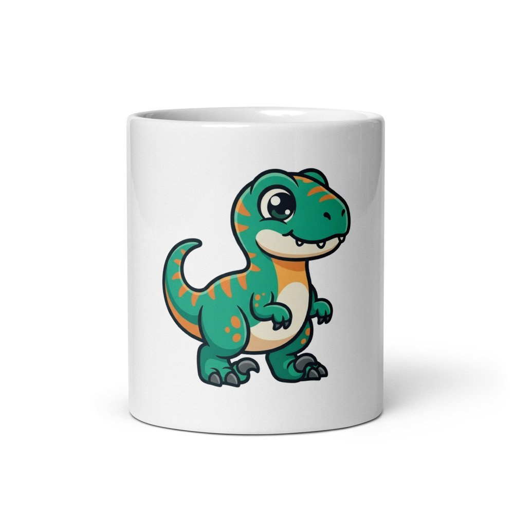 Velociraptor Mug, cartoon dinosaur coffee cup, playful prehistoric kitchen decor, ceramic mug, gift for dino lovers