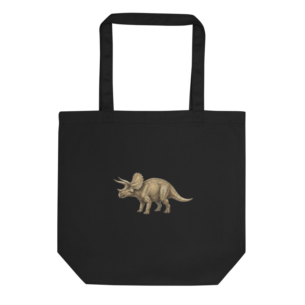 Triceratops Study Tote Bag, dinosaur illustration, organic cotton tote, everyday errands, gift for dinosaur enthusiasts