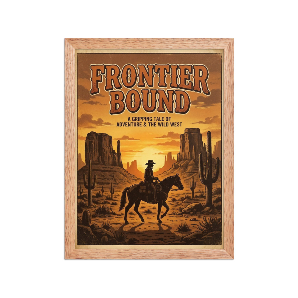 Vintage Western Cowboy Art Print, retro desert wall art, living room decor, office wall art, western gift for cowboy fans