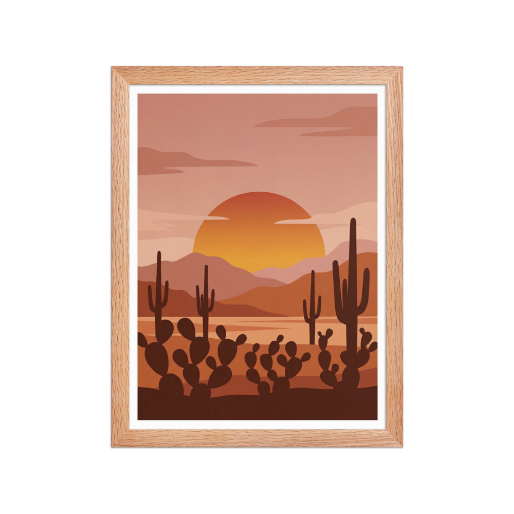 Prickly Pear Horizon Art Print, minimalist desert wall art, 1970s Southwestern decor, living room accent, gift for desert lovers