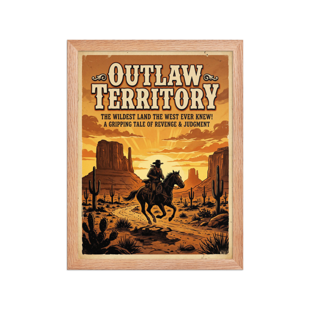 Vintage Western Poster Art Print, retro cowboy decor, desert wall art, western movie poster, gift for cowboy fans
