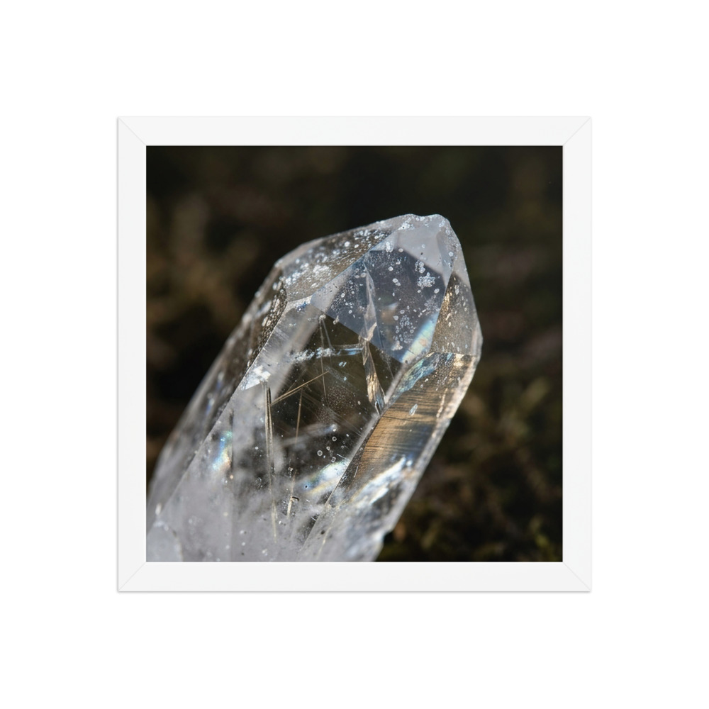 Clear Quartz Point Art Print, scientific macro photography, nature wall decor, office or study art, crystal gift