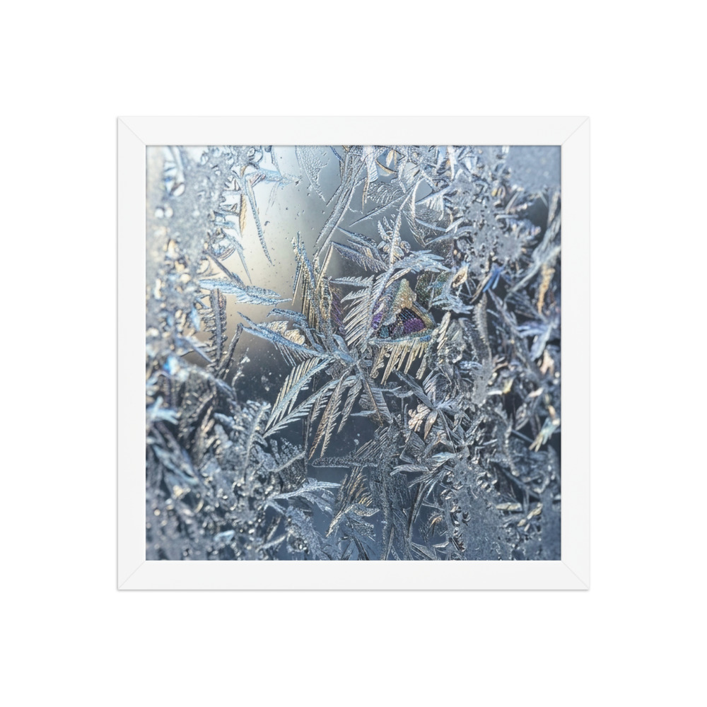 Window Frost Patterns Art Print, abstract macro photography, nature-inspired wall art, gift for photography lovers