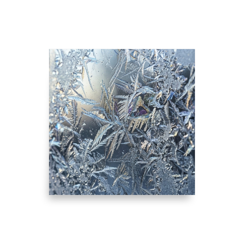 Window Frost Patterns Art Print, abstract macro photography, nature-inspired wall art, gift for photography lovers